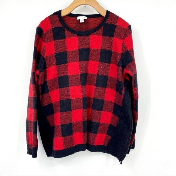 J. Jill Buffalo oversized Buffalo check pullover wool blend sweater - Picture 1 of 7